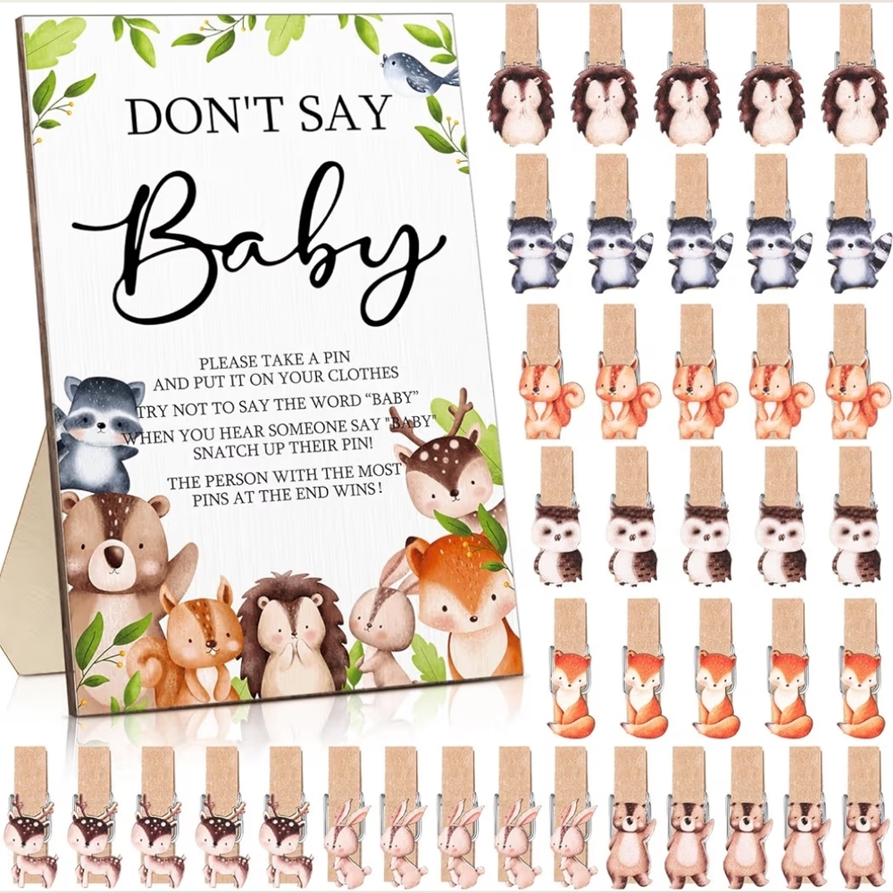 "Don't Say Baby" Woodland Theme Baby Shower Game - Picture 2 of 16